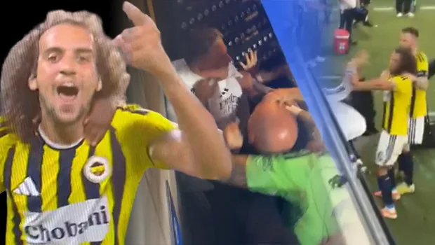 Fenerbahçe'nin Lyon'u devirdiği maçın bitiş düdüğüyle saha karıştı! Guendouzi'ye saldırdılar