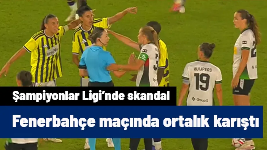 Fenerbahçe'nin Şampiyonlar Ligi maçında skandal! Anında hakemin etrafı sarıldı, ortalık karıştı