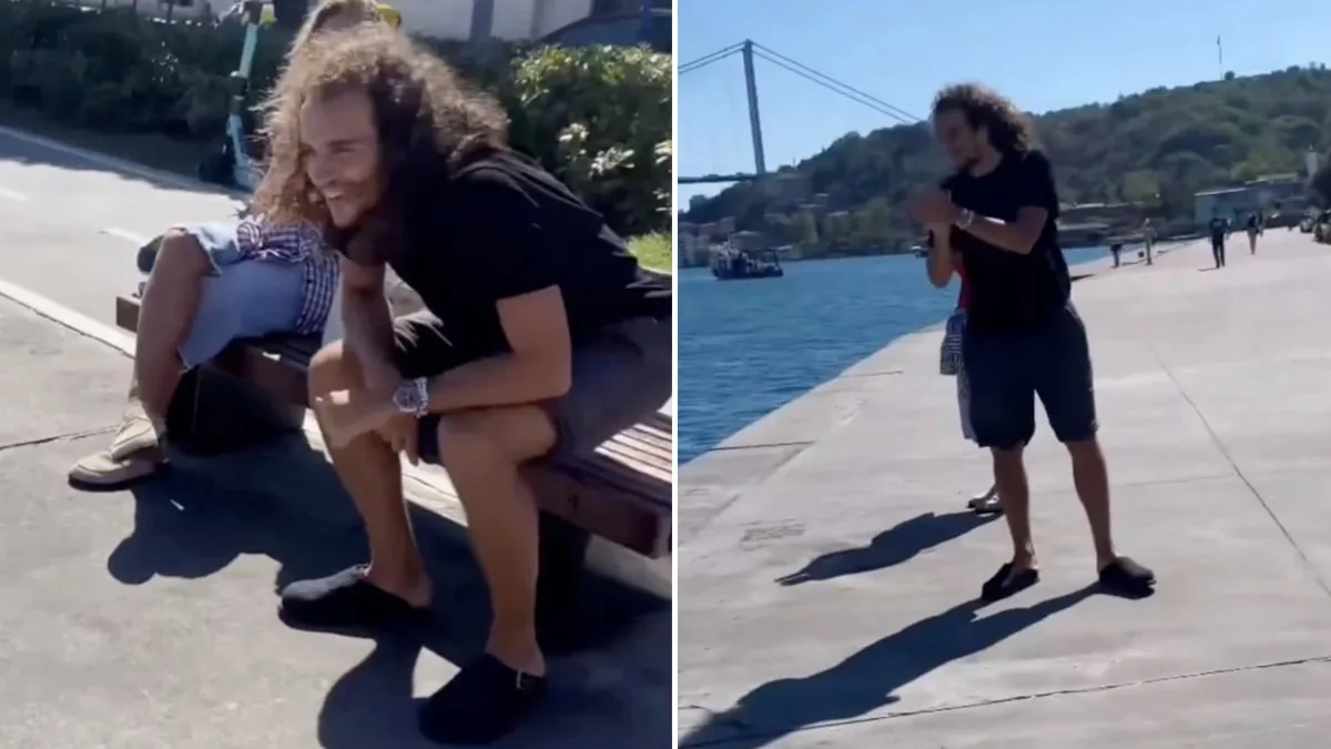 Guendouzi eşiyle Boğaz'da yürüyüşe çıktı! Taraftarın yaptığı hareketi ayakta alkışladı